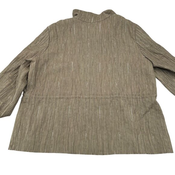 Ruby Rd. Womens Crinkle Zip Jacket Size 16 Olive Green Lightweight Polyester Ble - Picture 4 of 4